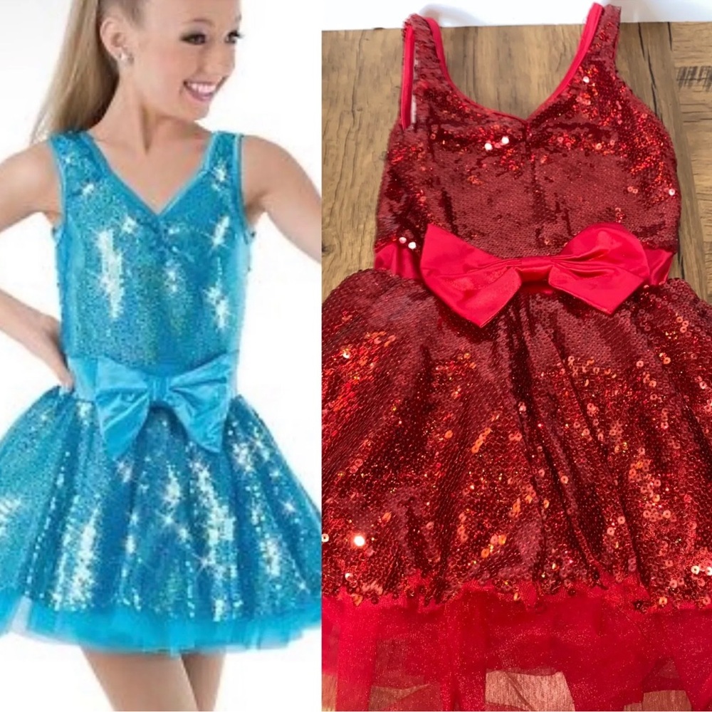 Weissman “That’s What Girls Do, 8651” Red Sequin Dance Costume Dress IC (7/8)
